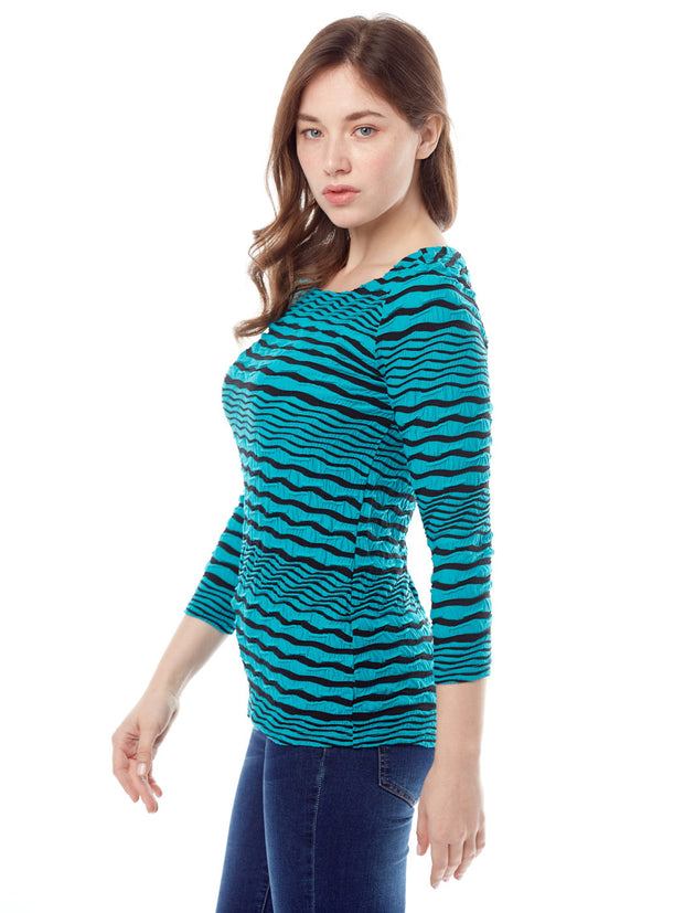 Tianello StripeTianello Stripe Knit Jersey Jacquard "Ballet" Tee- Knit Jersey Jacquard "Ballet" Tee-Acapulco