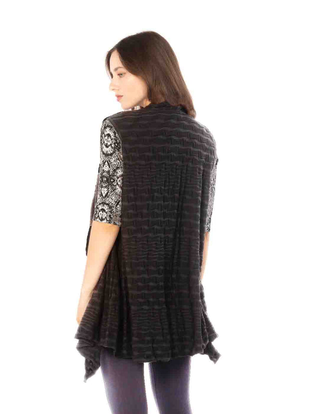 TianelloTianello "Wave Stripe" Knit "Naslyne" Jacket-Black