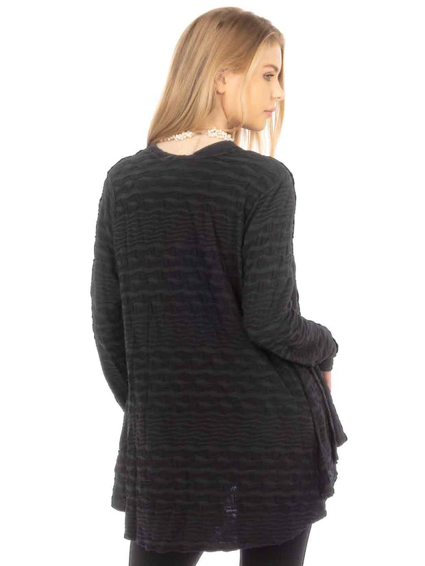 Tianello Knit Jersey Jacquard Stripe  Palmia Flow Jacket-Black