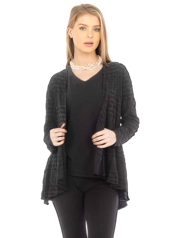 Tianello Knit Jersey Jacquard Stripe  Palmia Flow Jacket-Black