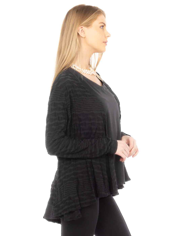 Tianello Knit Jersey Jacquard Stripe  Palmia Flow Jacket-Black