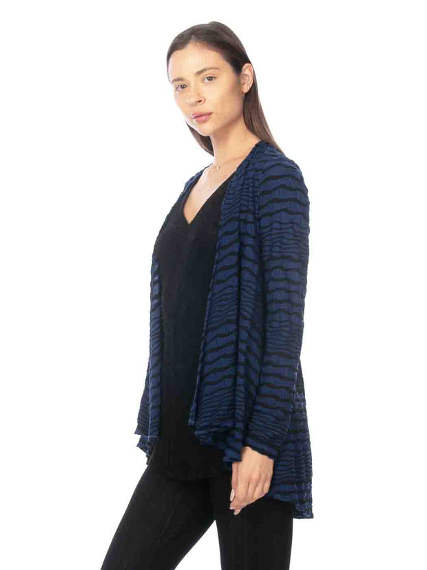 Tianello Knit Jersey Jacquard Stripe  Palmia Flow Jacket-Cobalt Blue