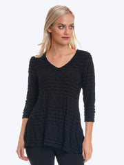 Stripe Knit Jersey Jacquard Leyton Tunic-Black