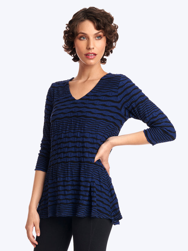 Stripe Knit Jersey Jacquard Leyton Tunic-Cobalt