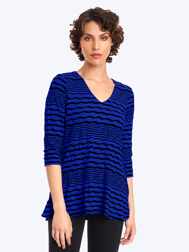 Stripe Knit Jersey Jacquard Leyton Tunic-Electric Blue