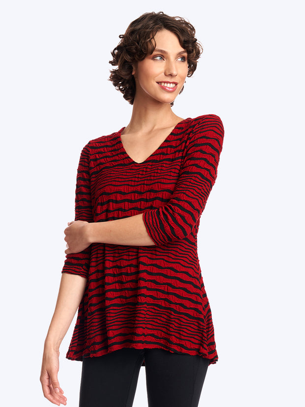 Stripe Knit Jersey Jacquard Leyton Tunic-Pomegranate