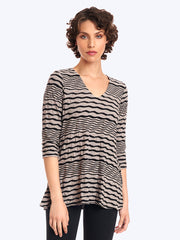 Stripe Knit Jersey Jacquard Leyton Tunic-Slate