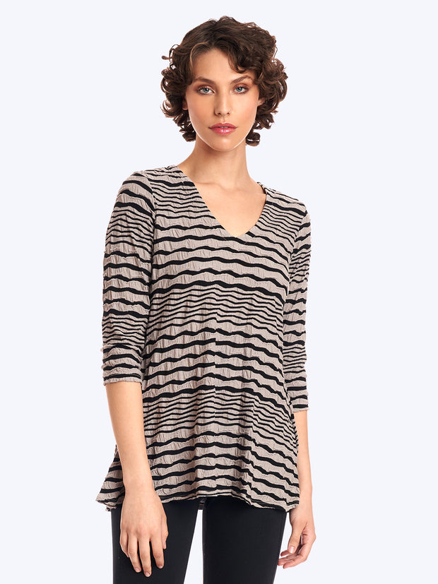Stripe Knit Jersey Jacquard Leyton Tunic-Slate