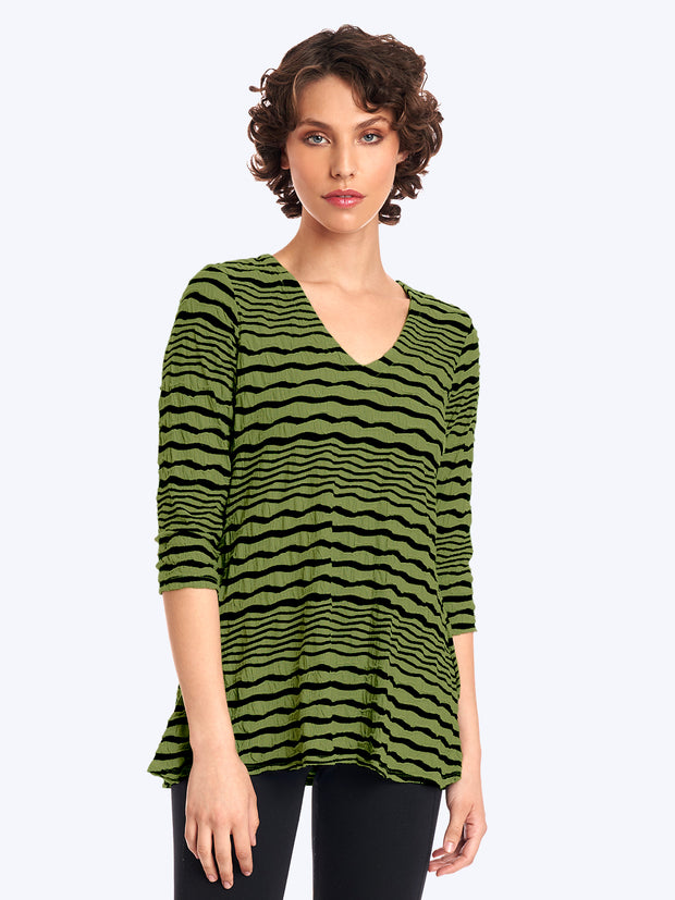 Stripe Knit Jersey Jacquard Leyton Tunic-Spanish Olive