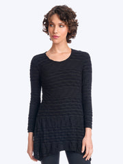 Tianello Stripe Knit Jersey Jacquard Asbury Tunic-Black