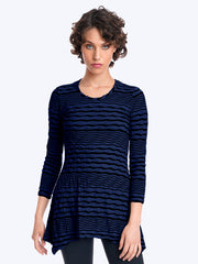 Tianello Stripe Knit Jersey Jacquard Asbury Tunic-Cobalt