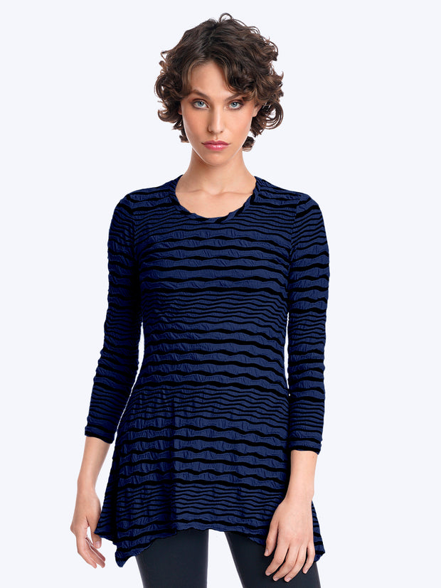 Tianello Stripe Knit Jersey Jacquard Asbury Tunic-Cobalt