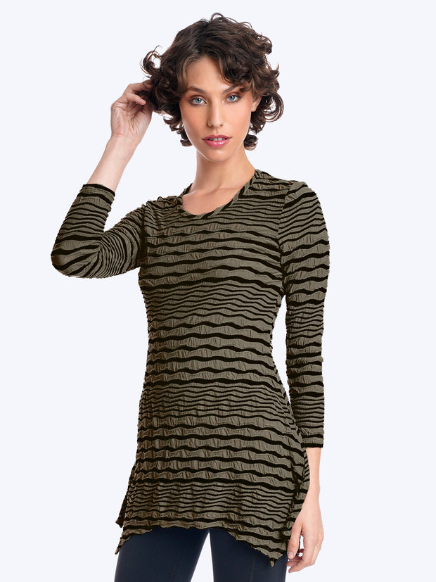 Tianello Stripe Knit Jersey Jacquard Asbury Tunic-Moss