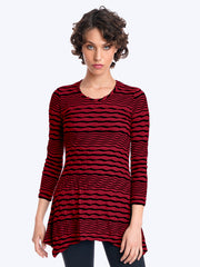 Tianello Stripe Knit Jersey Jacquard Asbury Tunic-Pomegranate