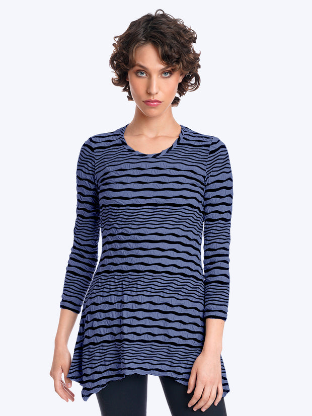 Tianello Stripe Knit Jersey Jacquard Asbury Tunic-Sapphire