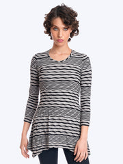 Tianello Stripe Knit Jersey Jacquard Asbury Tunic-Slate