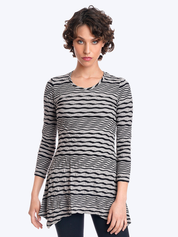 Tianello Stripe Knit Jersey Jacquard Asbury Tunic-Slate