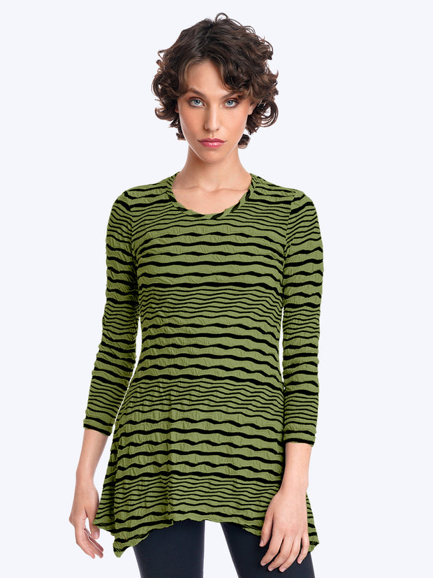 Tianello Stripe Knit Jersey Jacquard Asbury Tunic-Spanish Olive
