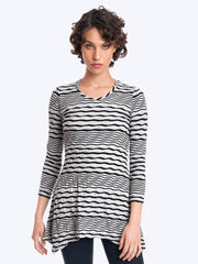 Tianello Stripe Knit Jersey Jacquard Asbury Tunic-Wash