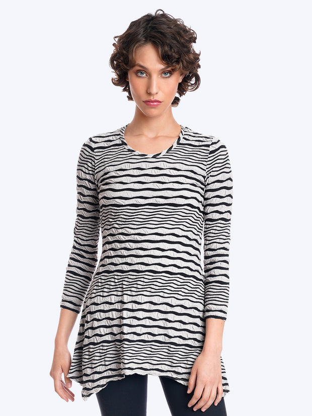 Tianello Stripe Knit Jersey Jacquard Asbury Tunic-Wash