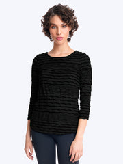 Tianello Stripe Knit Jersey Jacquard "Ballet" Tee-Black