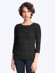 Tianello Stripe Knit Jersey Jacquard "Ballet" Tee-Coal