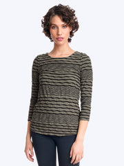 Tianello Stripe Knit Jersey Jacquard "Ballet" Tee-Moss