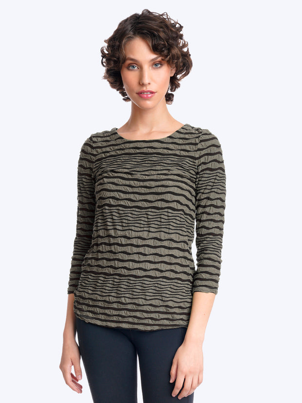 Tianello Stripe Knit Jersey Jacquard "Ballet" Tee-Moss
