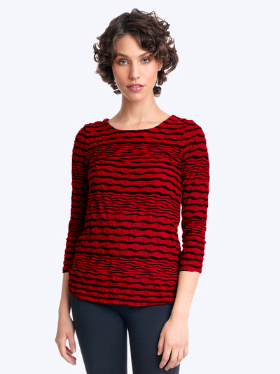 Tianello Stripe Knit Jersey Jacquard "Ballet" TeePomegranate