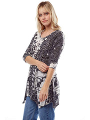 "JAZZ" Print Cotton Burnout Asbury Tunic