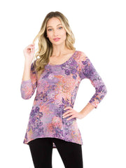 Tianello"Lenciaga" Print Knit Jersey Burnout "Livia" Tunic-Dragon Fruit