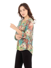 Tianello "Majestic" Print Cotton Burn Out "Avlyne" Blouse-Wash