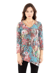 Tianello "Majestic" Print Knit Burnout Jacquard "Toni" Tunic-Wash