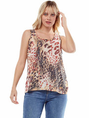  "Mamu" Printed Knit "Burnout" Crop Tank