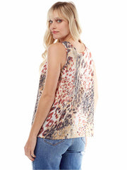 "Mamu" Printed Knit "Burnout" Crop Tank