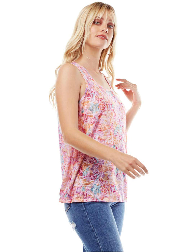 "Mystic" Printed Knit "Burnout" Crop Tank-
