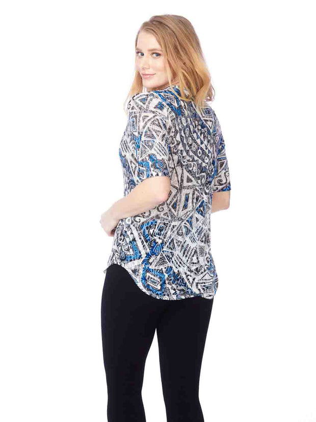 Tianello "Zenon" Printed Cotton Knit Burnout "Koi Tee"-Wash