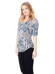 Tianello "Zenon" Printed Cotton Knit Burnout "Koi Tee"-Wash