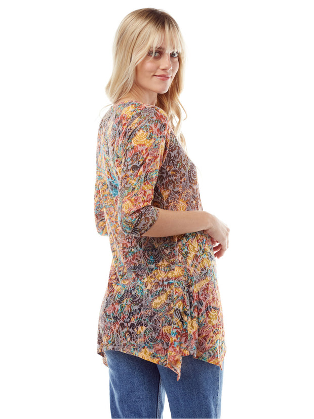 Tianello "Polani" Print Cotton Burnout Asbury Tunic 