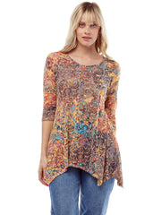 Tianello "Polani" Print Cotton Burnout Asbury Tunic 