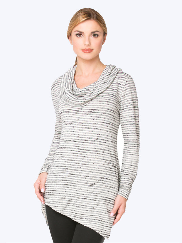 Tianello Pique Knit Jersey Jacquard "Toni Cowl Tunic"-Wash