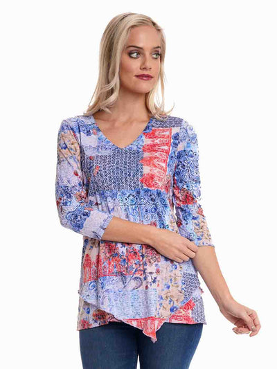 Tianello "Scarlet" Print Cotton Burnout "Devon" Tunic-Wash