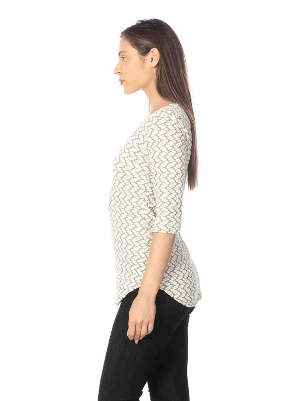Tianello "Silvia" Taupe Knit Jacquard "Koi" Tunic-Wash