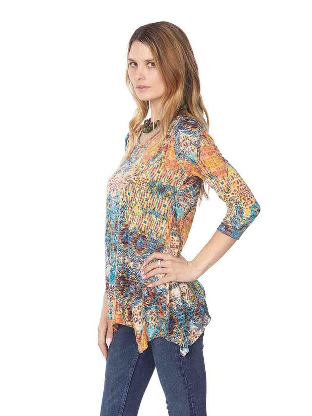 Tianello "Starry Night" Print Cotton Burnout Asbury Tunic (Limited Sizes)-Wash