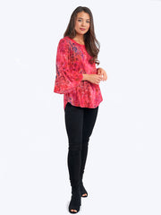 Tianello print "Tindar" Cotton Knit Burnout "Trey" Tunic-Velvet Pink
