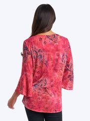 Tianello print "Tindar" Cotton Knit Burnout "Trey" Tunic-Velvet Pink