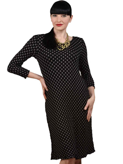 Tianello "HoneyComb" Knit Jacquard Ballet Dress-Black