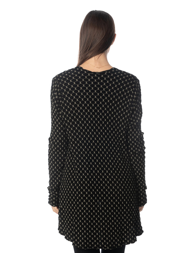 Tianello Knit Jersey Jacquard "Honey Comb  Palmia Flow Jacket-Black