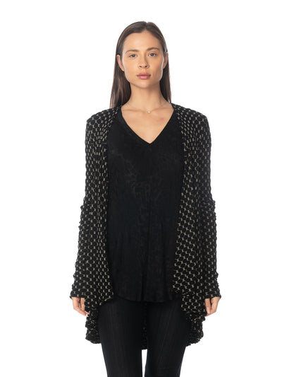 Tianello Knit Jersey Jacquard "Honey Comb  Palmia Flow Jacket-Black