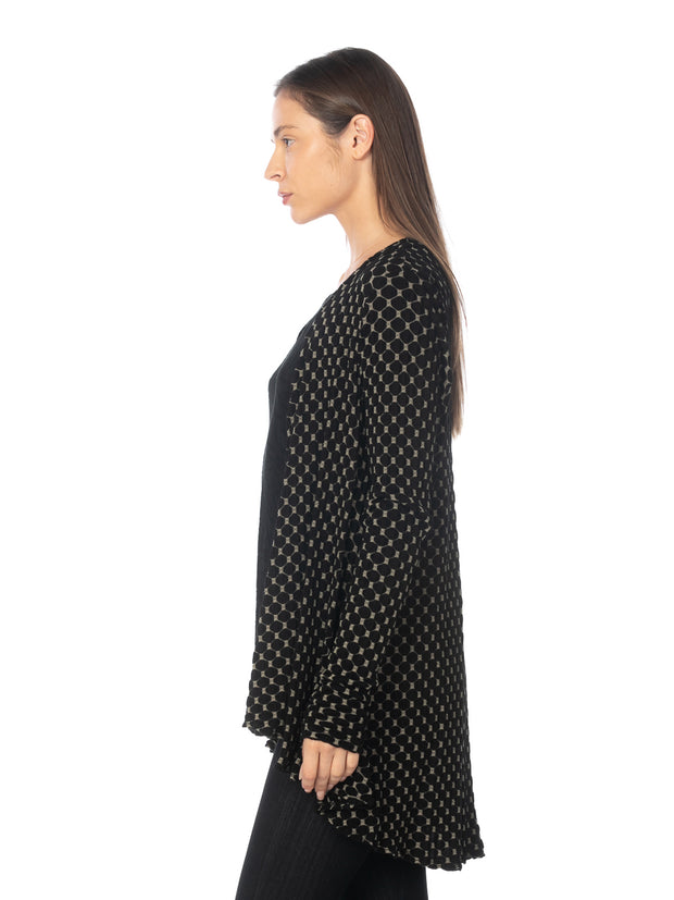 Tianello Knit Jersey Jacquard "Honey Comb  Palmia Flow Jacket-Black